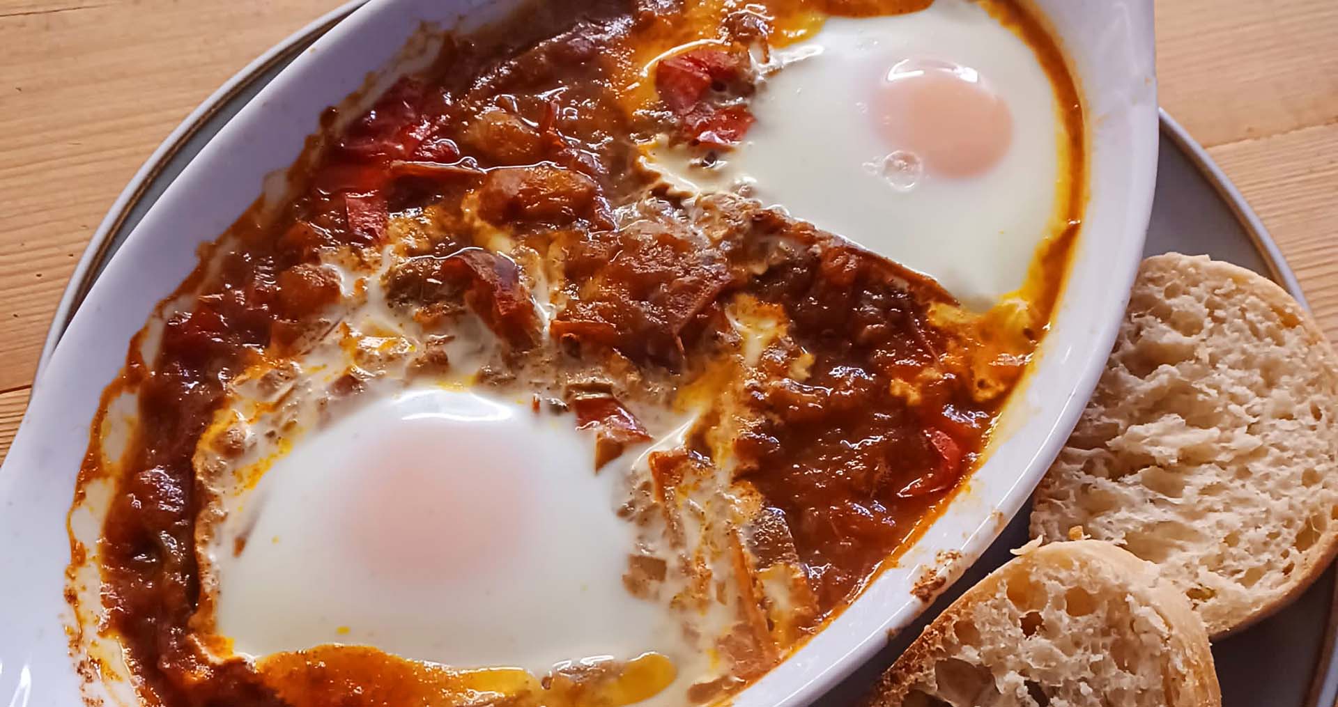 delicious brunch dish shakshuka at cafe recharge in galashiels