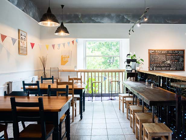 welcoming interior at cafe recharge in galashiels kat gollock