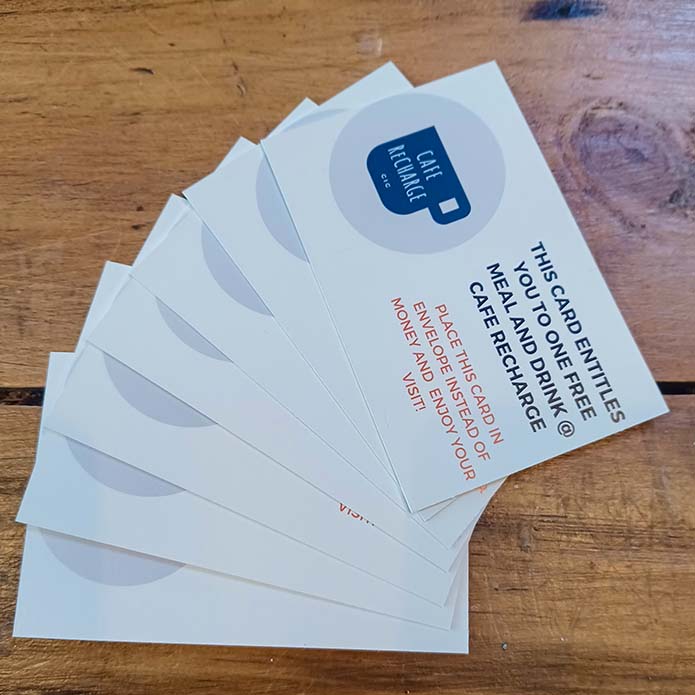 meal tokens for pay it forward at cafe recharge in galashiels